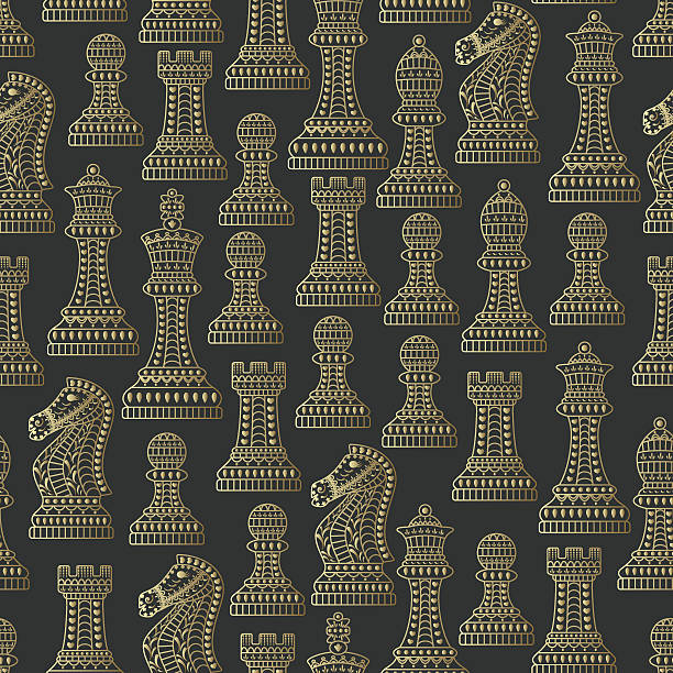 nahtlose muster mit allen schachfiguren - symbol blackboard invitation part of stock-grafiken, -clipart, -cartoons und -symbole
