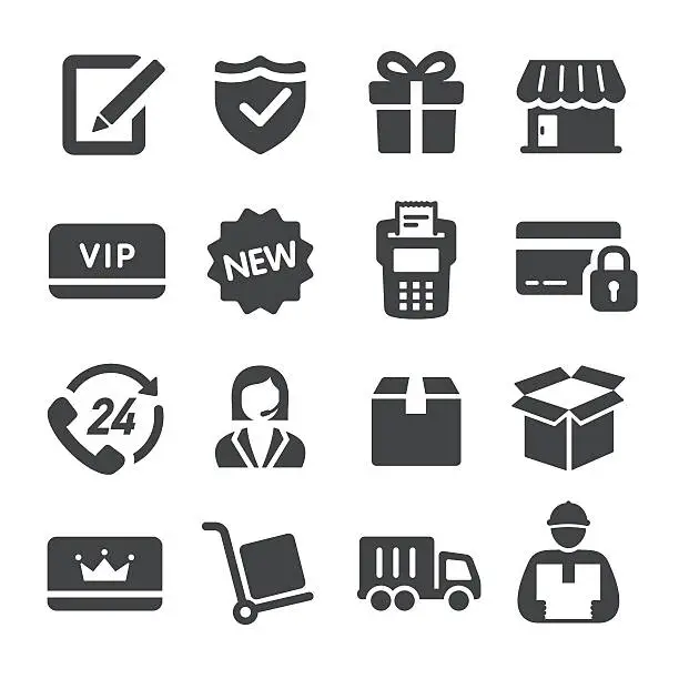 Vector illustration of Shopping and Shipping Icons - Acme Series