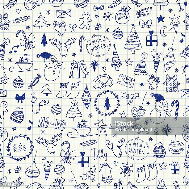 Sketchy Christmas Seamless Pattern Stock Illustration - Download Image Now - Christmas, Holiday - Event, Icon Symbol