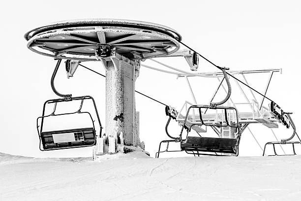 Ski lift in freezing day.  Ruka, Finland