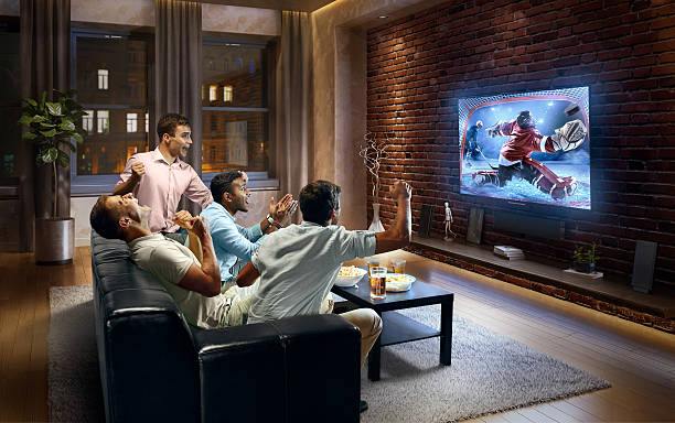 istock Students watching Ice Hockey game on TV 614855108