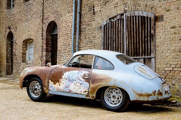 Hamburg, Germany - March 23. 2025: Front section of a classic Porsche 911 photographed parked in the outskirts of Hamburg. This model is from the first generation (circa 1964–1973)