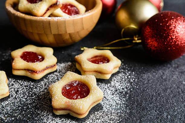 istock Christmas Linzer cookies with jam 614858438