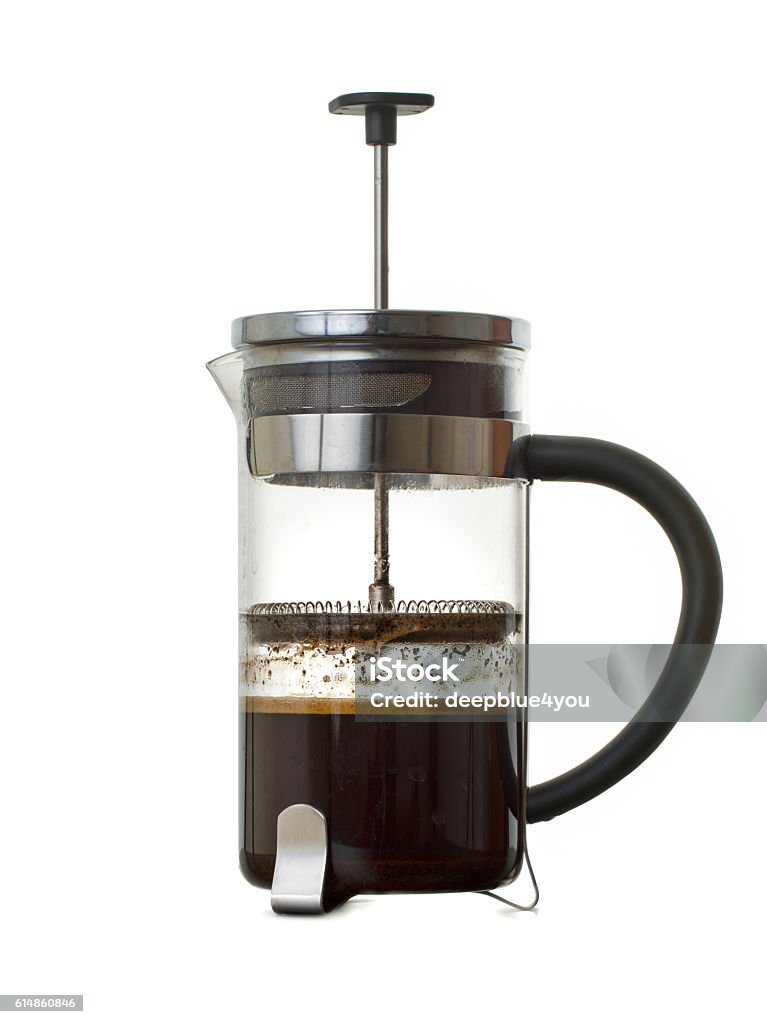French press close up on white background French Press Stock Photo