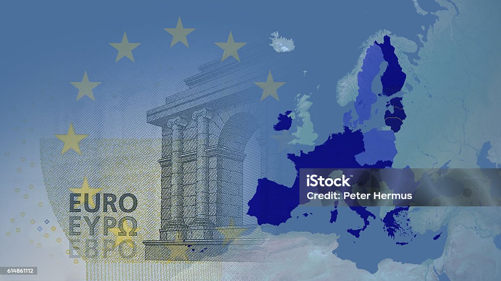 Eurozona (dopo la Brexit) versione 2017. - Foto stock royalty-free di Carta geografica