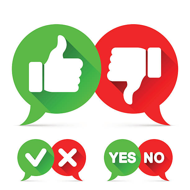 thumb up и проверить иконки - yes no push button questionnaire stock illustrations