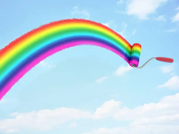 Rainbow paint on sky (done in 3d rendering)