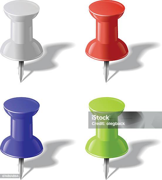 Color Pin Vector Vector Realistic Pins Set Stock Illustration - Download Image Now ...