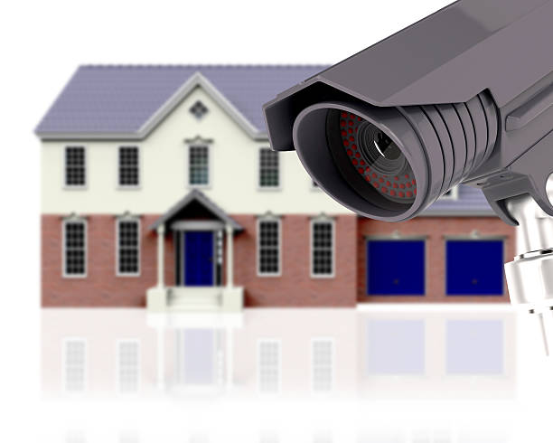 istock 3D CCTV with defocussed image of house 614865594