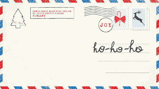 weihnachts-postkarte - air mail envelope letter mail stock-grafiken, -clipart, -cartoons und -symbole