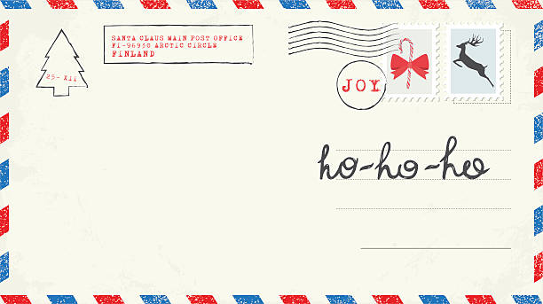크리스마스 우편엽서 - postage stamp air mail envelope mail stock illustrations