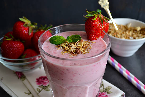istock berry smoothies for breakfast with strawberries, oatmeal and alm 614869216