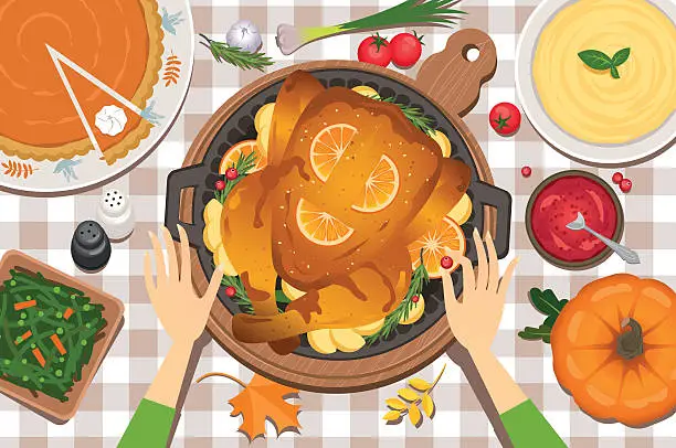 Vector illustration of Thanksgiving day preparation