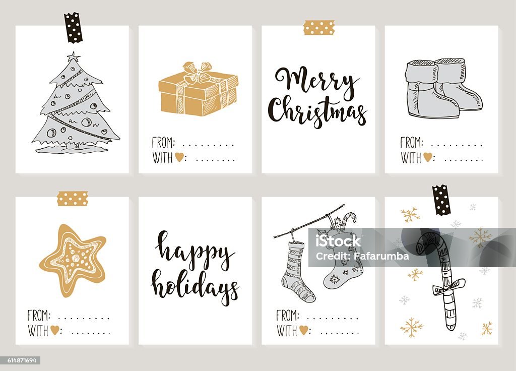 Ilustración de Tarjetas De Regalo De Feliz Navidad Y Nuevo y más Vectores Libres de Derechos de Amor iStock