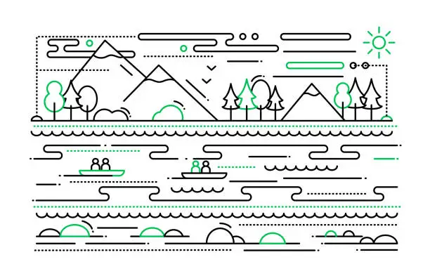 Vector illustration of Water Tourism - line flat design illustration