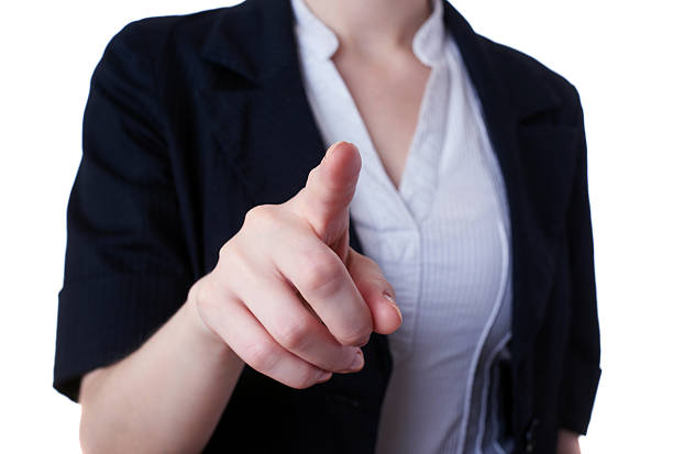istock Businesswoman standing over white isolated background 614873804