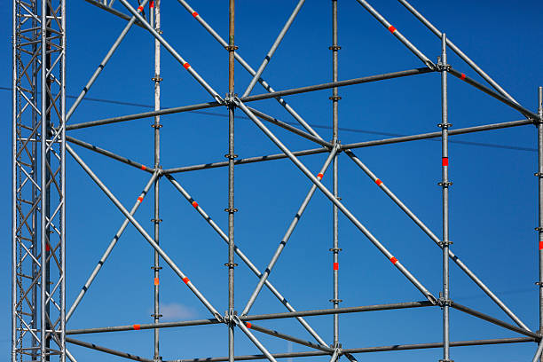 Aluminium truss in blue sky stock photo