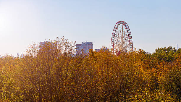 istock Ferris wheel and yellowed trees 614875472