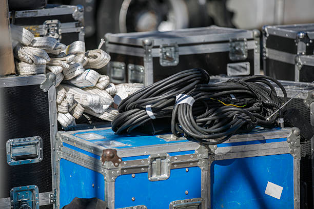 istock Boxes with electrical equipment  for concert 614876058
