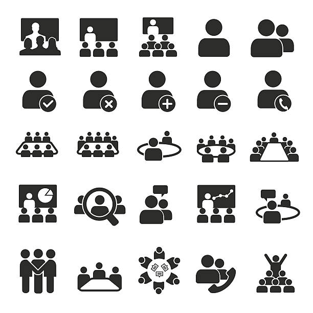 Conference icons Conference icons desk clipart stock illustrations