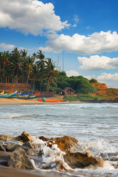 istock Beautiful black beach in Varkala, Kerala, India 614877282