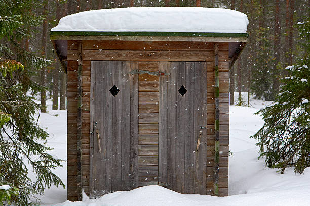 istock Open air toilet in forest. 614878610