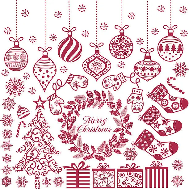 Vector illustration of Christmas elements .