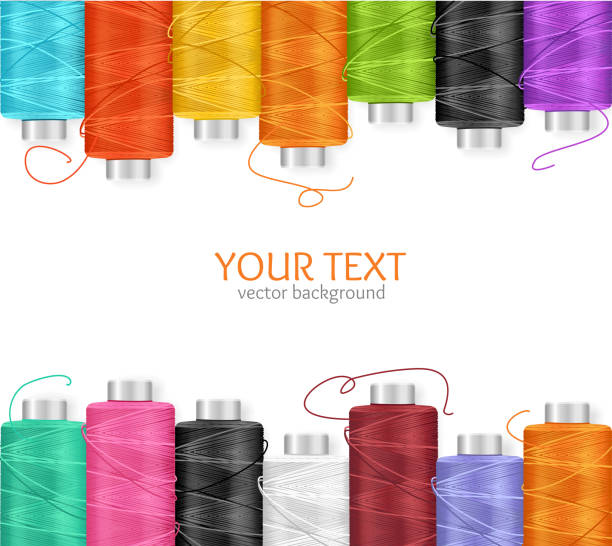 Thread Spool Banner. Vector Thread Spool Banner Row Border with Place for Your Text.. Vector illustration thread stock illustrations