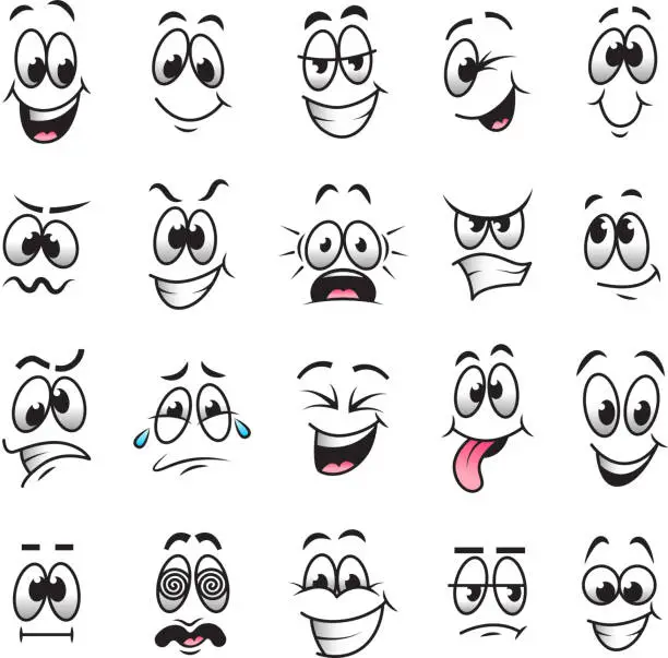 Vector illustration of Cartoon faces expressions vector set