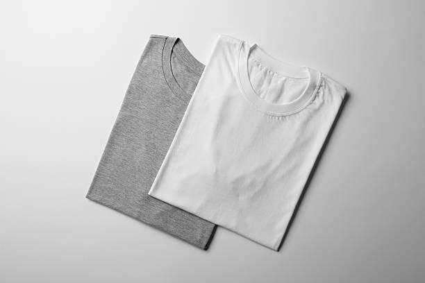 istock White and Gray folded T-Shirt Mock-up 614950204