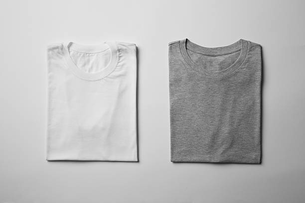 White and Gray folded T-Shirt Mock-up stock photo