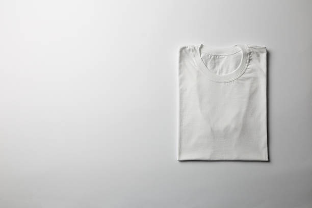 White folded T-Shirt Mock-up stock photo