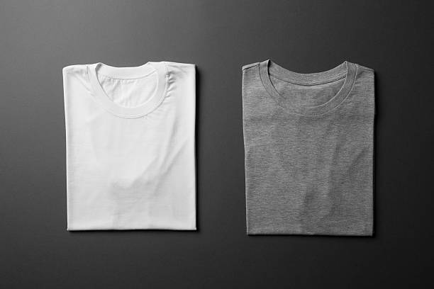istock White and Gray folded T-Shirt Mock-up 614951144