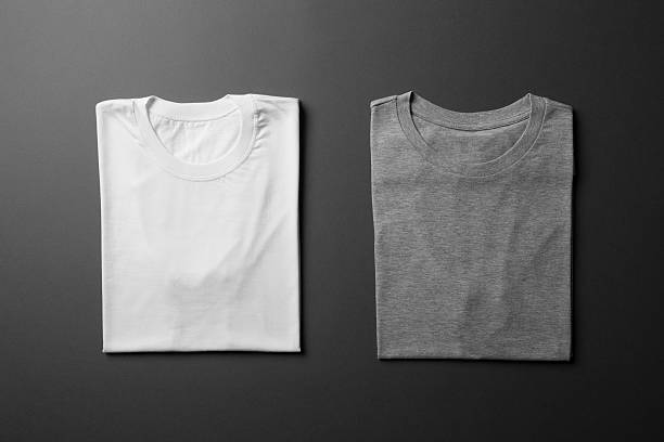 White and Gray folded T-Shirt Mock-up stock photo