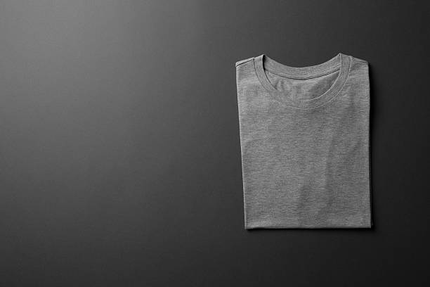 Gray folded T-Shirt Mock-up stock photo