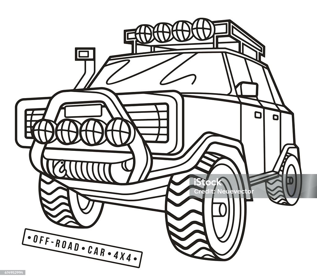 Stock vector illustration off-road car Stock vector illustration off-road car. Thin line style. Isolated on white  background 4x4 stock vector