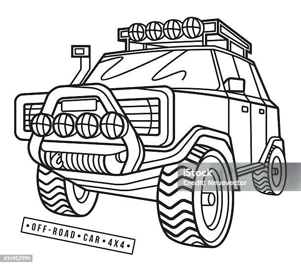 Stock Vector Illustration Offroad Car Stock Illustration - Download Image Now - 4x4, Car, Cut Out