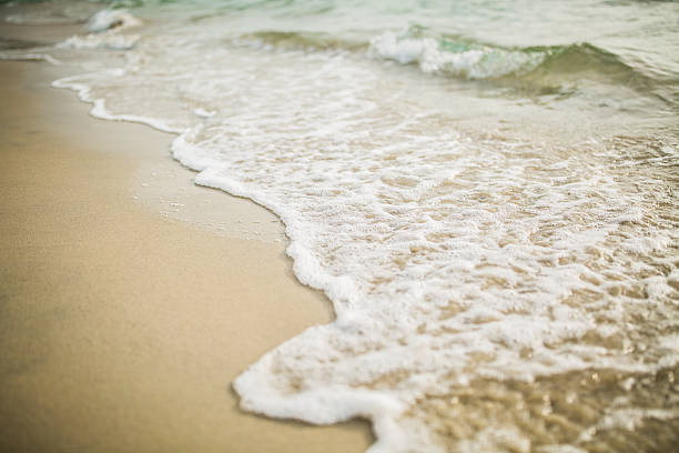 istock Soft wave of sea on the sandy beach 614954350