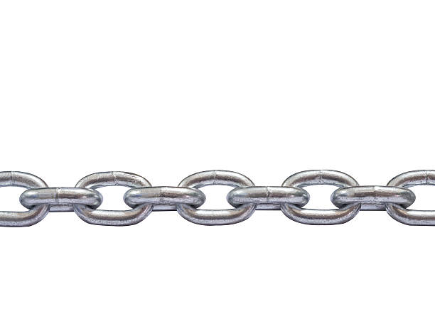 istock metal chain isolated on white background. 614955428