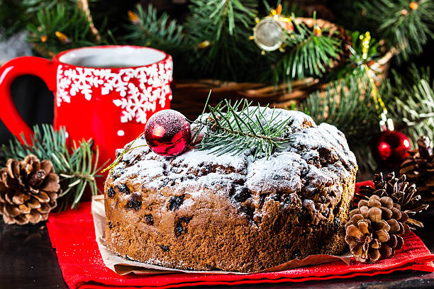 istock Christmas cake and New Year decoration 614956112