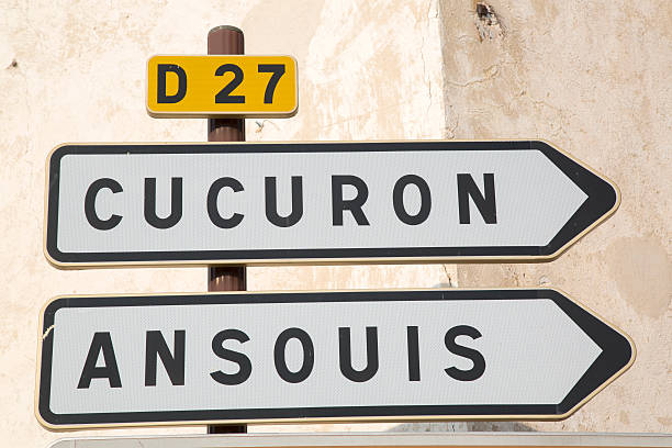 istock Road Sign to Cucuron and Ansouis from Lourmarin 614956212