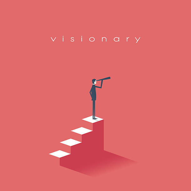 Vision concept in business with vector icon of businessman and vector art illustration