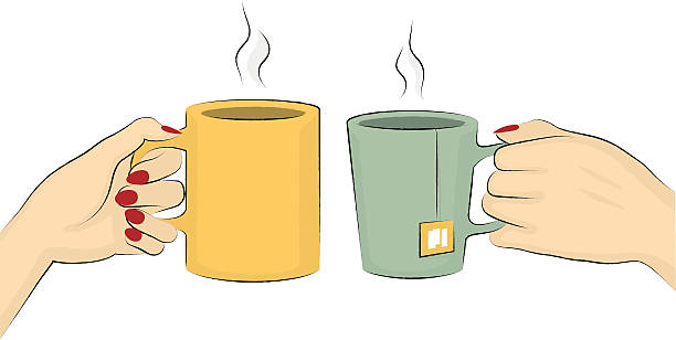 Cheers With Mugs vector art illustration
