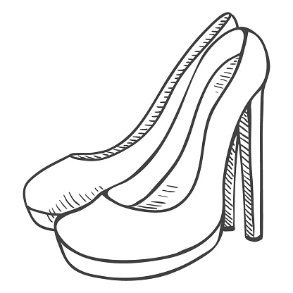 Vector Sketch Illustration - Women High Heel Shoes