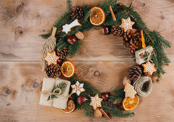 istock Homemade Christmas wreath 614959156