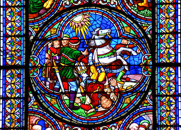 glasmalerei fenster umbau von st. paul - stained glass glass art church stock-fotos und bilder