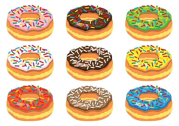 Vector illustration of Set of donuts