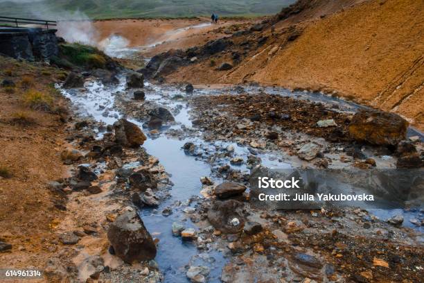 Hot Stream At Geothermal Area In Iceland Stock Photo - Download Image Now - Accidents and Disasters, Atmospheric Mood, Blue