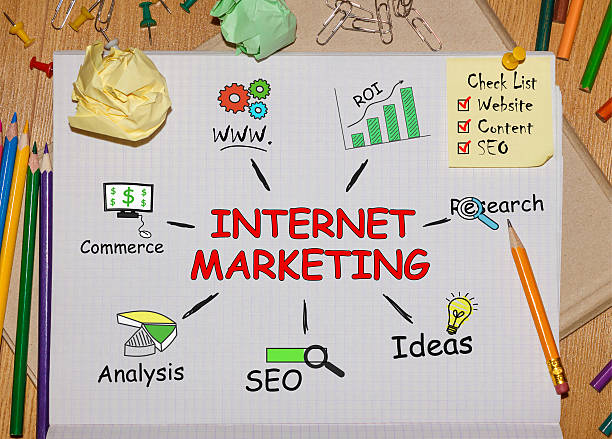 istock Notebook with Toolls and Notes about Internet Marketing,concept 614964354