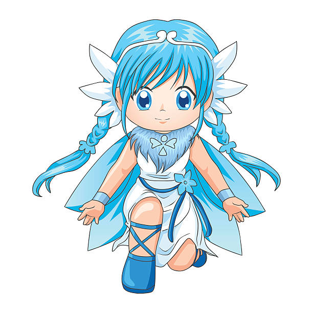 ilustraciones, imágenes clip art, dibujos animados e iconos de stock de ilustración estilo chibi de una super-heroína - princesa de anime